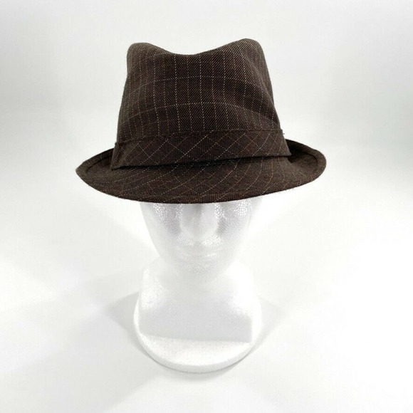 Goorin Bros Mens Fedora Hat Brown Check Rayon Blend S - Picture 1 of 9